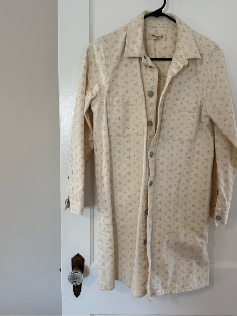 Madewell Denim Button Down Dress with Embroidery